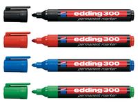 edding permanent marker 300, blister met 4 stuks in geassorteerde kleuren