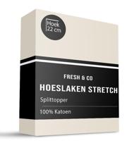 Splittopper Hoeslaken - Katoen Jersey Stretch - Creme - 180x200cm - Creme - Fresh And Co - Dekbed-Discounter.nl