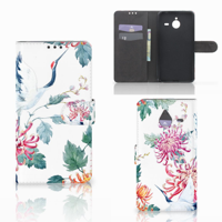 Microsoft Lumia 640 XL Telefoonhoesje met Pasjes Bird Flowers