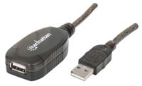 Manhattan USB-kabel USB 2.0 USB-A stekker, USB-A bus 20.00 m Zwart 150958 - thumbnail