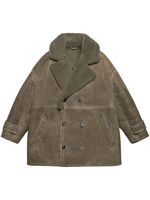 AMI Paris manteau en cuir à boutonnière croisée - Marron