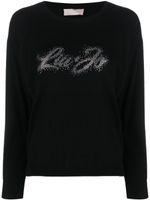 LIU JO logo-rhinestone long-sleeve jumper - Noir