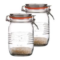 Weckpot/inmaakpot - 2x - 1L - glas - met beugelsluiting - D14 x H17 cm - thumbnail