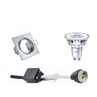 Philips - Led Spot Set - Corepro 830 36d - Gu10 Fitting - Dimbaar - Inbouw Vierkant - Glans Chroom - 4w - Warm Wit 3000k
