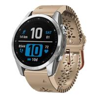 By Qubix - Flower siliconen bandje - Beige - Compatible met Garmin Fenix 7s/6s/5s / Instinct 2s / Epix Pro Gen 2 (42mm) - Compatible Garmin bandje - Bandbreedte: 20mm