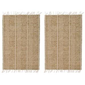 2x Beige/naturel gevlochten placemat 33 x 47 cm rechthoek