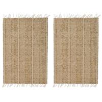 2x Beige/naturel gevlochten placemat 33 x 47 cm rechthoek - thumbnail