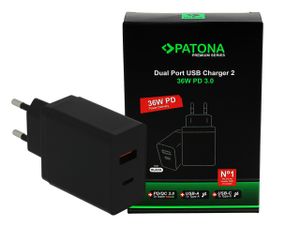 Premium PD36W Adapter 5V/3A 9V/2A 12V/1.5A 1xUSB-C 1xUSB-A PD3.0 QC3.0