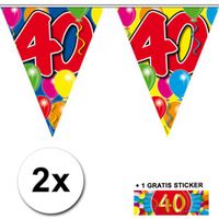 2 Gekleurde vlaggenlijnen 40 jaar met sticker