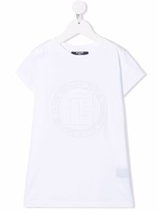 Balmain Kids robe à logo embossé - Blanc