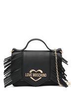 Love Moschino fringed logo-plaque crossbody bag - Noir