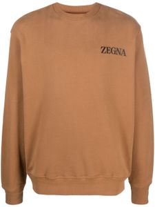 Zegna sweat en coton à logo embossé - Marron