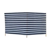 Strand/camping windscherm gestreept wit/donkerblauw 240 cm x 120 cm - thumbnail