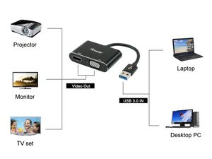 Equip 133386 USB grafische adapter 1920 x 1080 Pixels Zwart