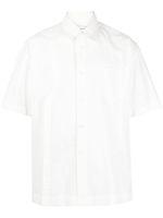 Feng Chen Wang chemise rayée en coton à logo imprimé - Blanc