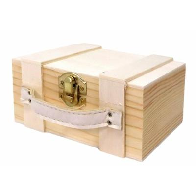Houten opbergkistje met sluiting en hengsel - 13 x 9 x 6 cm - Sieraden