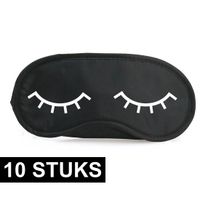 10x Slaapmaskers met slapende oogjes zwart/wit - thumbnail