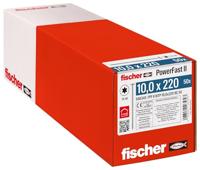 fischer 566345 WTP 10,0 x 220, krachtige schotelkop, binnensteropname en gedeeltelijke schroefdraad, voor constructieve houtbouw, 50 stuks PowerFast II houtschroef, zilver