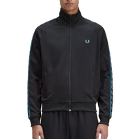 Fred Perry - Contrast Tape Trainingsjack - Zwart/ Cyber Blauw - thumbnail