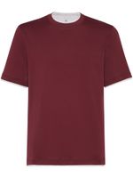 Brunello Cucinelli t-shirt en coton à effet superposé - Rouge