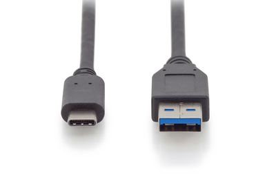 Digitus USB-kabel USB 3.2 Gen1 (USB 3.0 / USB 3.1 Gen1) USB-C stekker, USB-A stekker 1.00 m Zwart Afgeschermd (dubbel) AK-300146-010-S