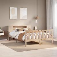 vidaXL Bed met boekenkast zonder matras massief grenenhout 120x190 cm, bed, slaapkamermeubel, bed met opbergruimte, tweepersoonsbed, houten bed