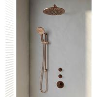 Regendoucheset 24 Inbouw Muur Brauer Copper Edition 30cm Rond Geborsteld Koper PVD 3 Greeps 3-weg Met Thermostaatkraan Glijstang en Handdouche