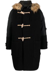 Junya Watanabe MAN duffle-coat à manches contrastantes - Noir