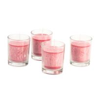 Kaars in glas, 4-dlg. set, roze Ø 5,5 × h 6,5 cm