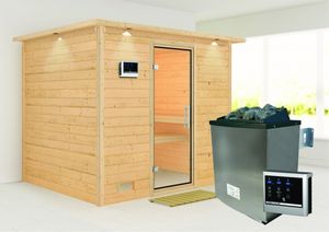 Karibu | Minja Sauna | Helderglas Deur | Kachel 3,6 kW Externe Bediening