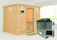 Karibu | Minja Sauna | Helderglas Deur | Kachel 3,6 kW Externe Bediening