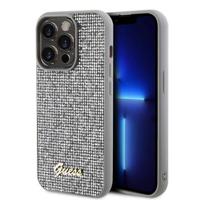 iPhone 15 Pro Guess Disco Metal Script Logo Cover - Zilver - thumbnail