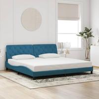 vidaXL Bedframe zonder matras fluweel blauw 200x200 cm, bed, bed ombouw, eenpersoonsbed, bedbodem, slaapkamermeubel, 1 persoonsbed, logeerbed