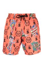 Philipp Plein short de bain à imprimé monogrammé - Orange