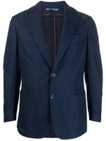 Canali blazer crop à fines rayures - Bleu - thumbnail