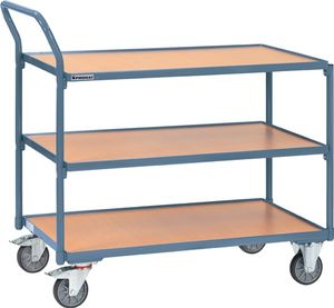 Promat Tafelwagen | 3 laadvlakken L1000xB600mm | duifblauw, RAL 5014 drgverm.300 kg | schuifbeugel verticaal - 9000444126 9000444126