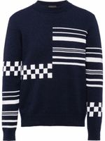 Prada pull en maille intarsia - Bleu