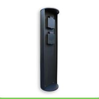 Buitenstopcontact, stopcontact, 2-voudige stroomverdeler in zwart, IP44 weerbestendig, 3500 watt, stekkerzuil, meervoudig stopcontact, stekkerverdeler, tuinstopcontact voor buiten