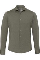 Pure Functional Slim Fit Jersey shirt olijf, Effen - thumbnail