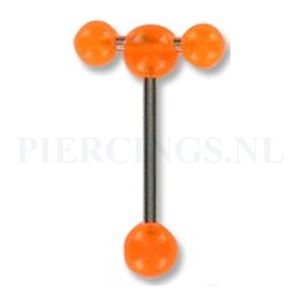 Tongpiercing met extra barbell oranje