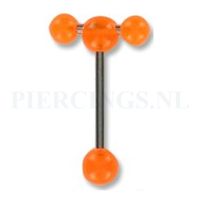 Tongpiercing met extra barbell oranje