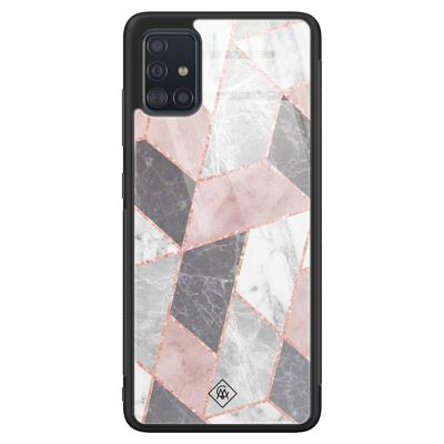Samsung Galaxy A51 glazen hardcase - Stone grid