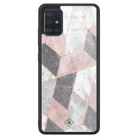 Samsung Galaxy A51 glazen hardcase - Stone grid