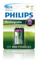 Oplaadbare Batterij Philips Rechargeable NimH 9V/HR22 170mah