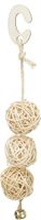 Trixie 3 rotan ballen met bel aan touw naturel (24 CM) - thumbnail