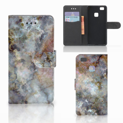 Huawei P9 Lite Bookcase Marmer Grijs