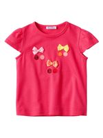 Familiar bow-appliqué cotton T-shirt - Rose