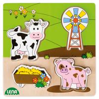 Lena vormenpuzzel weiland 15 cm hout blank/groen 5 delig