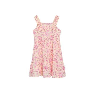 Mango Kids gebloemde jurk roze/geel