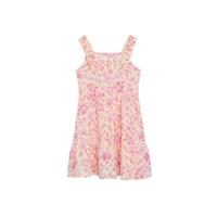Mango Kids gebloemde jurk roze/geel